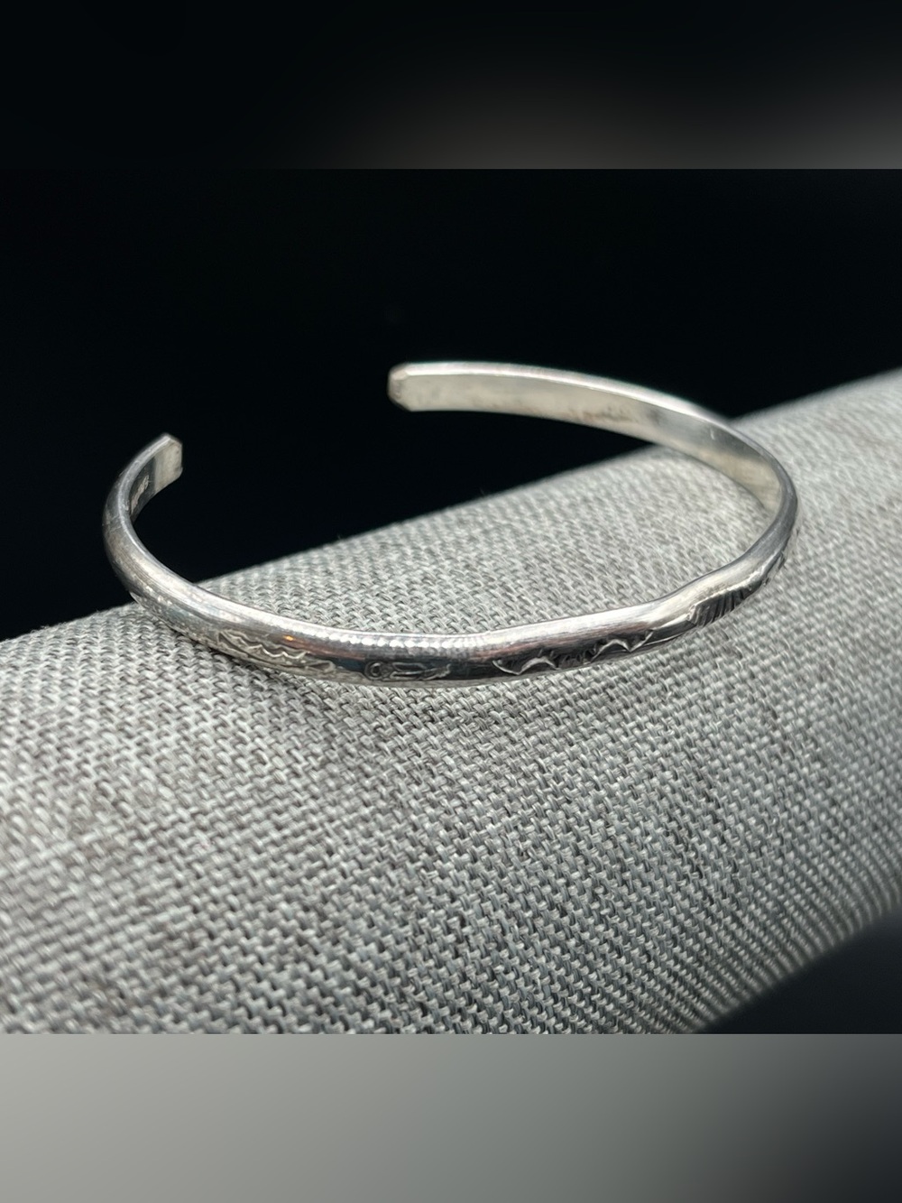 Vintage Navajo Hand-Stamped Sterling Silver Cuff Bracelet – Artisan Signed "M"